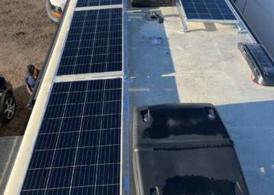 Solar Panels installed on top of Diesel Pusher RV in Cherry Creek CO